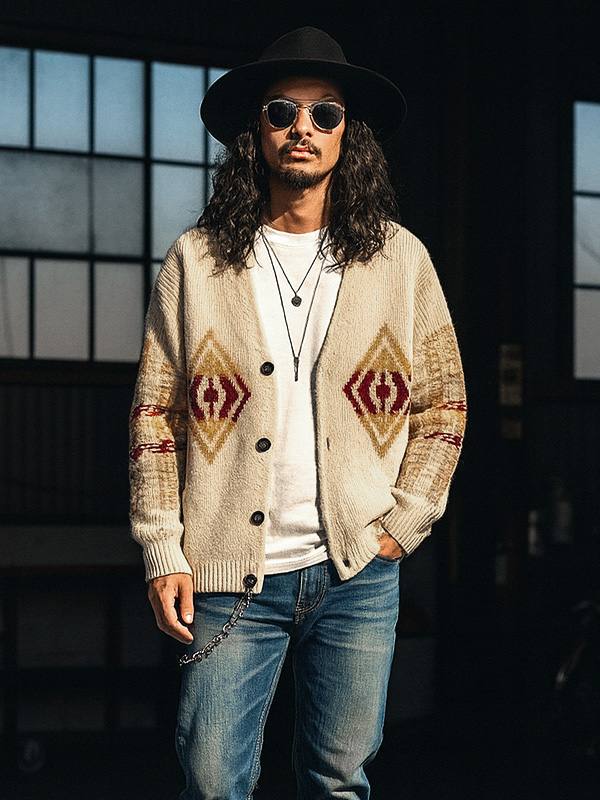 PENDLETON ペンドルトン カーディガン ウール 100% ハーディング柄 ゆったり オーバーサイズ Harding 5575-2001 アイボリー ブラック PENDLETON（ペンドルトン） カーディガン ウール 100% ハーディング柄