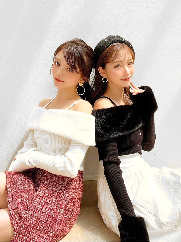 RESEXXY（リゼクシー） ポイント ファー オフショル ニット トップス