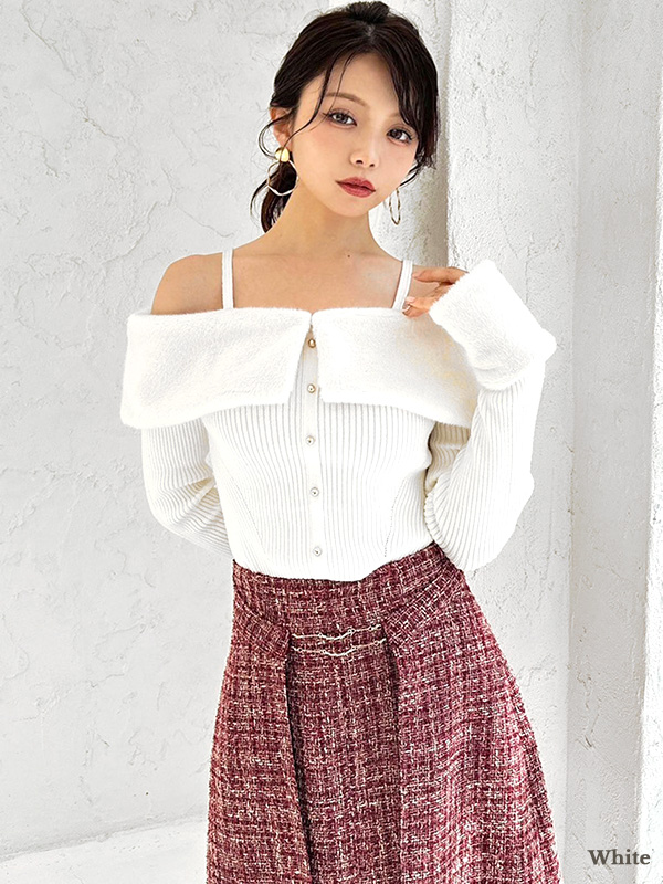 RESEXXY（リゼクシー） ポイント ファー オフショル ニット トップス