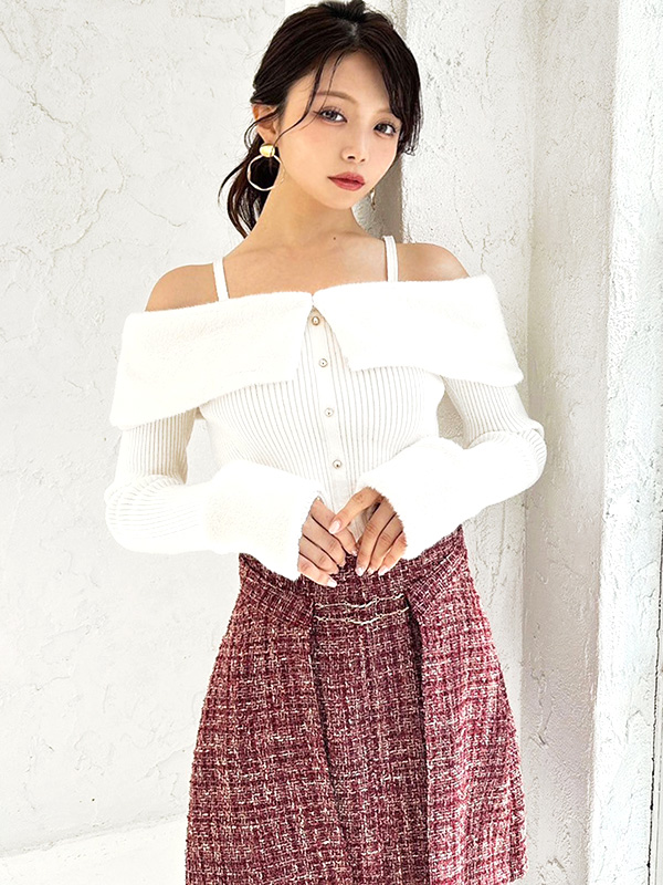 RESEXXY（リゼクシー） ポイント ファー オフショル ニット トップス