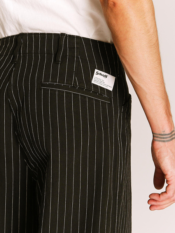 Schott/ストライプ フリスコパンツ 32 SCHOTT（ショット） ストライプ フリスコ パンツ ブラック チャコール