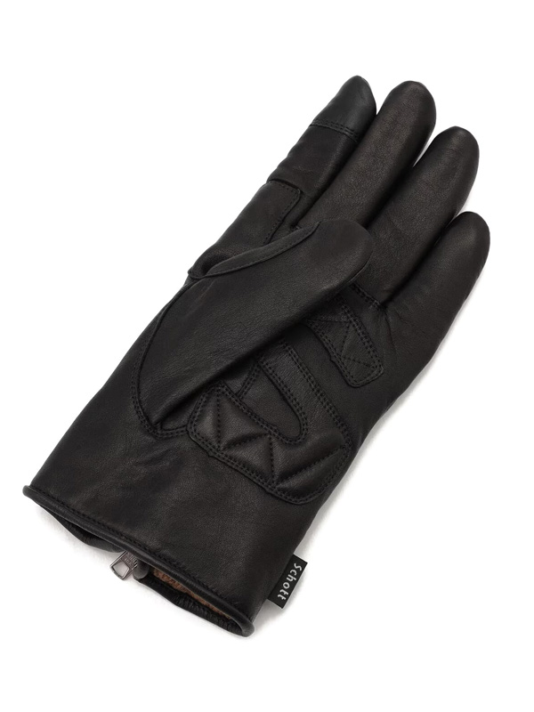 Schott ブラック レザー手袋 Schott N.Y.C ショット 手袋 メンズ WINTER ZIP GLOVE