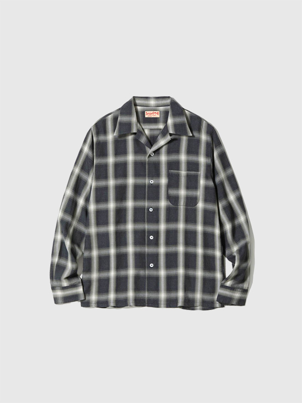 SUGAR CANE シュガーケーン シャツ メンズ レディース 長袖 RAYON COVERT CHECK OPEN SHIRT SC29377