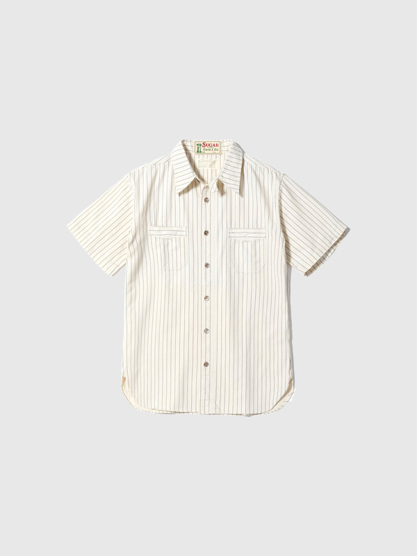 SUGAR CANE �V���K�[�P�[�� �V���c ���� FICTION ROMANCE WHITE WABASH STRIPE WORK SHIRT SC37275