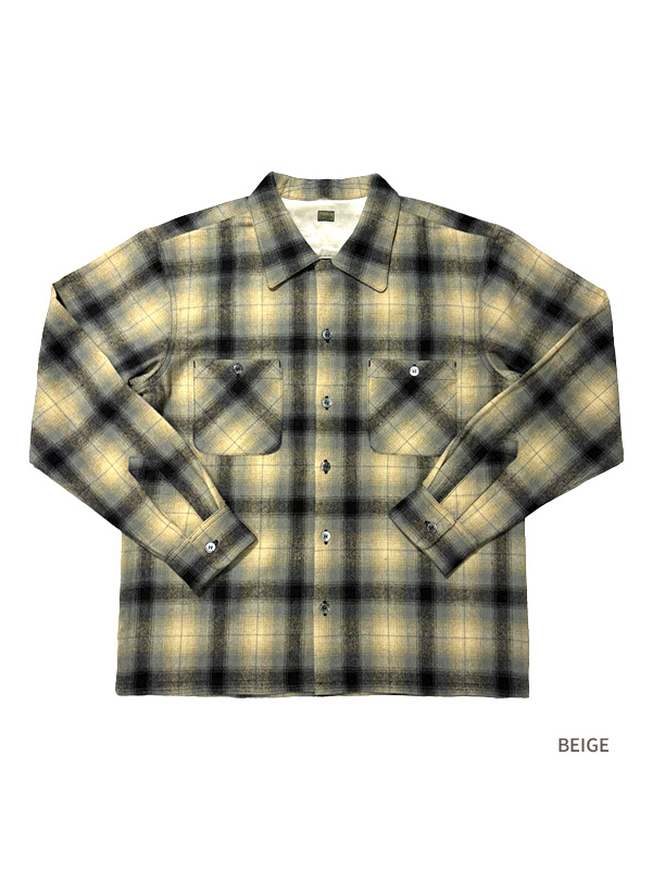 TENDERLOIN テンダーロイン オンブレ チェック シャツ ウール OMBRE CHECK SHIRTS BEIGE TENDERLOIN（テンダーロイン） オンブレ チェック シャツ ウール OMBRE