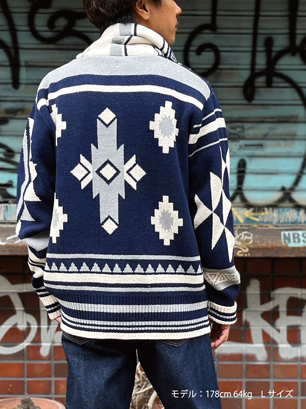 TMT カーディガン ニット レディース メンズ 柄 ネイティブ柄