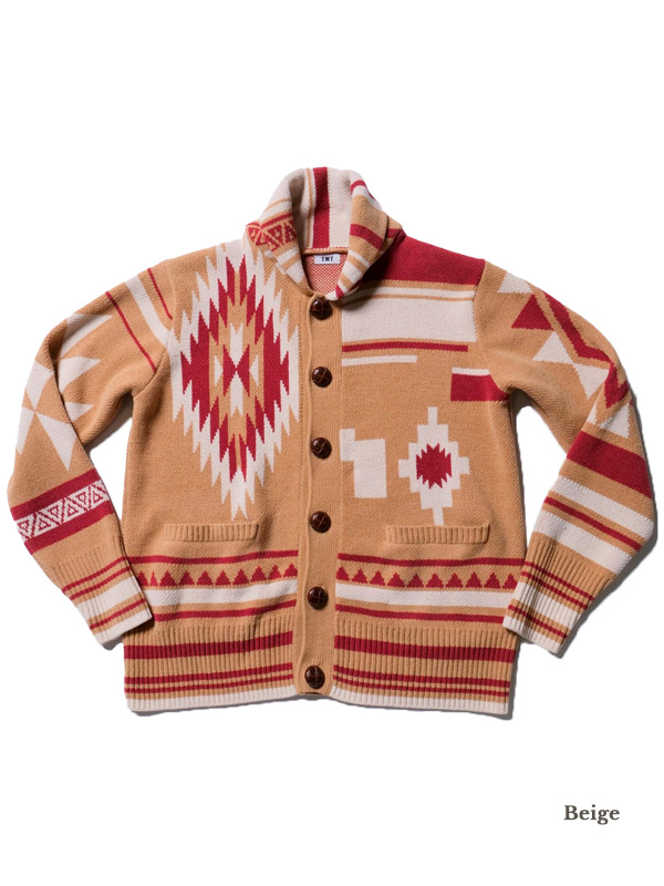 TMT カーディガン ニット レディース メンズ 柄 ネイティブ柄