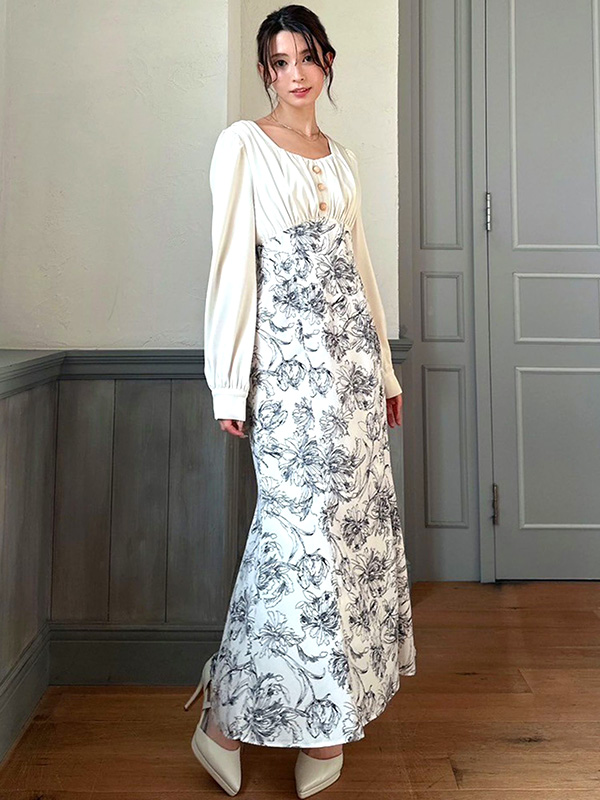 RESEXXY（リゼクシー） フロント ギャザー マーメイド ワンピース 長袖