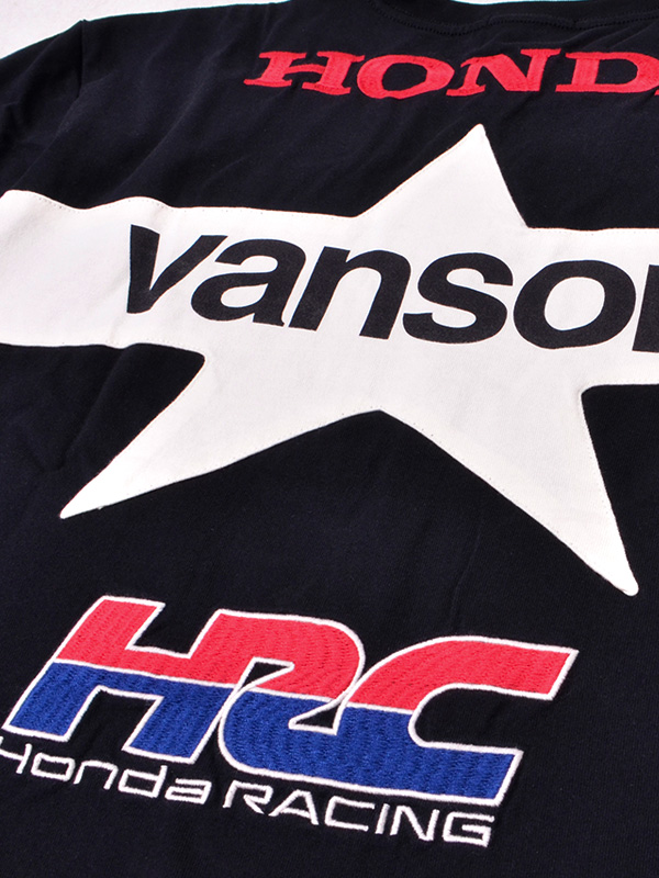 【在庫処分】VANSON HONDA バンソン ホンダ Tシャツ メンズ レディ—ス 半袖 大きいサイズ ホンダレーシング HRC レーシングTシャツ スター WINGマーク HRV-2405 VANSON（バンソン） 【在庫処分】VANSON HONDA ホンダ Tシャツ メンズ