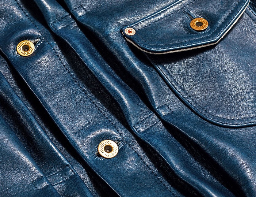 GRANT ライトブルー レザージャケット 馬革高級ヌバック 国産品