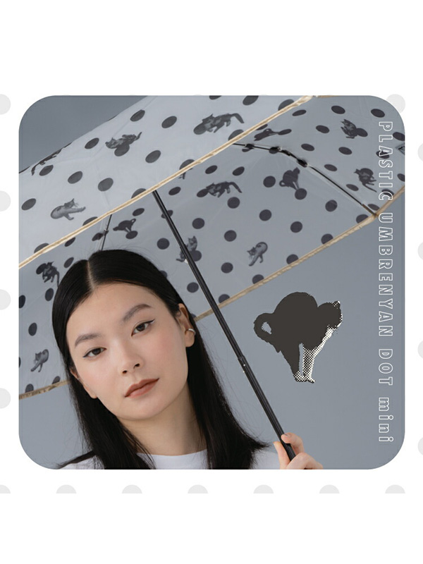 Wpc. wpc 折りたたみ傘 雨傘 沖昌之 アンブレにゃん ドット ミニ ネコ