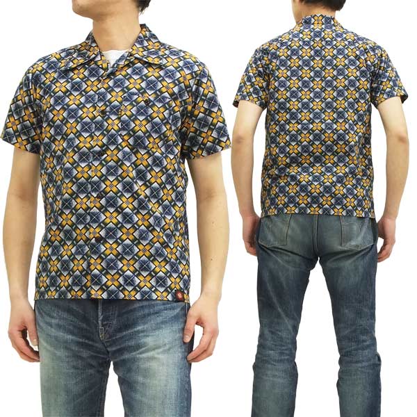 MWS オープンシャツ 80's 幾何学模様 BATIK PATTERN 1514002 紺 新品