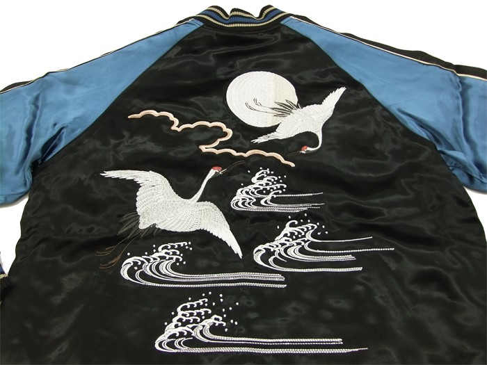 ジャパネスク 和柄 スカジャン 3RSJ-032 月に鶴 刺繍 スーベニア 