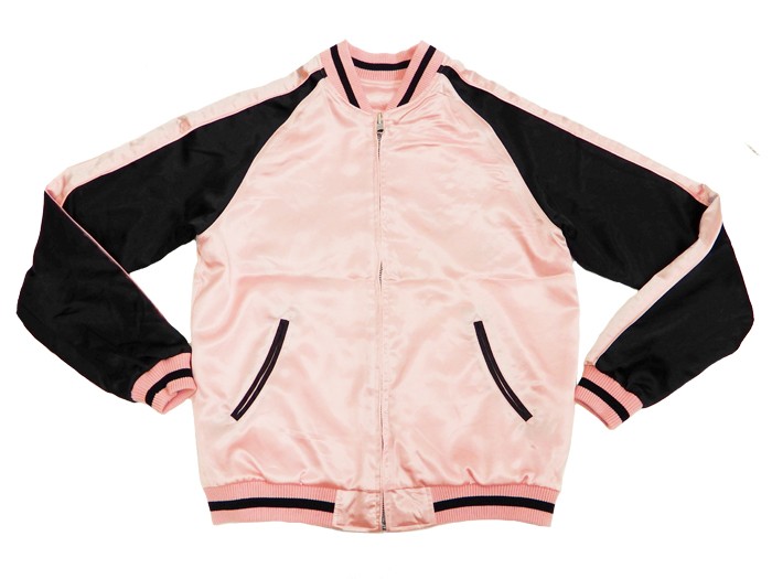 ジャパネスク スカジャン 3RSJ-302 袖桜柄縮緬 鶴柄刺繍 メンズ 和柄