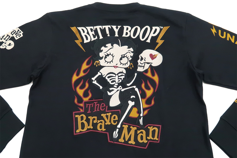 ベティ・ブープ ブレイブマン 長袖Tシャツ ベティちゃん 刺繍 ロンT スカルドレス BBB-2229 黒 新品
