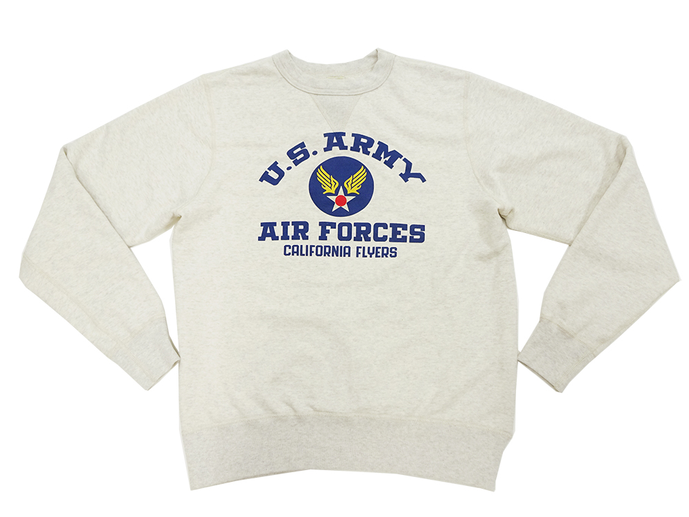 バズリクソンズ ミリタリー スウェットシャツ U.S. ARMY AIR FORCE カリフォルニア・フライヤーズ 裏起毛トレーナー BR69334  オートミール 新品