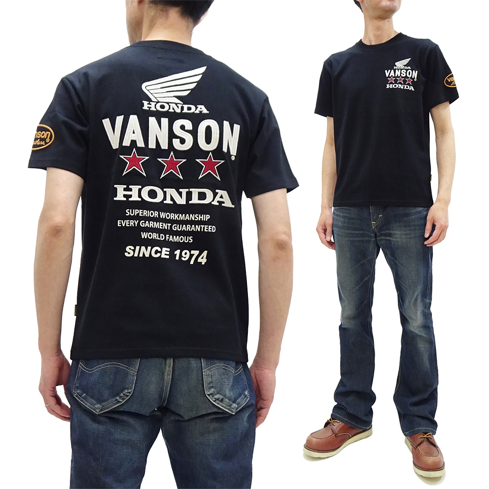 VANSON（バンソン） ホンダ 半袖Tシャツ VANSON HONDA コラボ トリプル