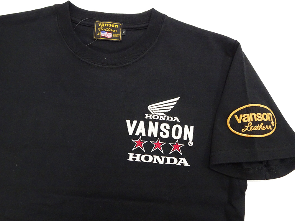 VANSON（バンソン） ホンダ 半袖Tシャツ VANSON HONDA コラボ トリプル