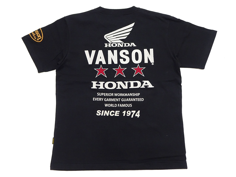 VANSON（バンソン） ホンダ 半袖Tシャツ VANSON HONDA コラボ トリプル