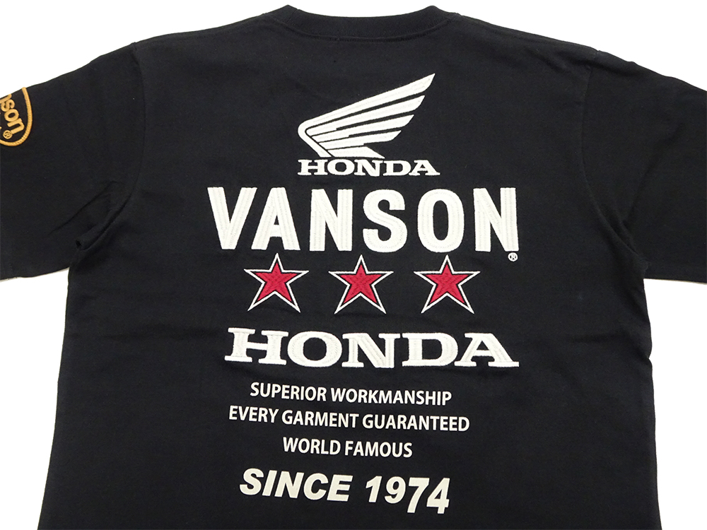 VANSON（バンソン） ホンダ 半袖Tシャツ VANSON HONDA コラボ トリプル