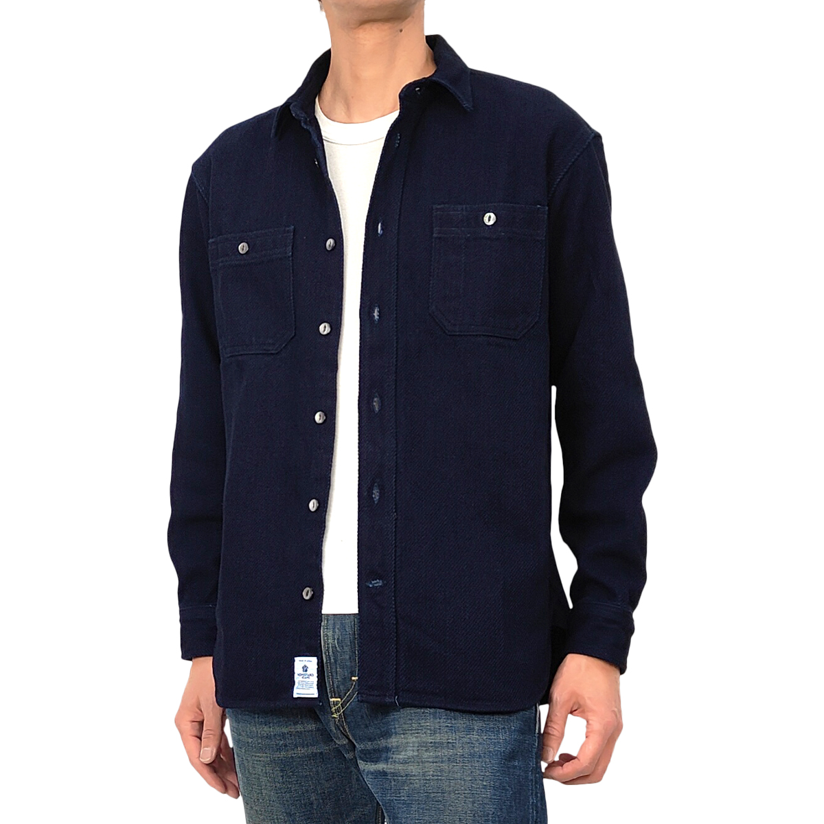 【美品】桃太郎ジーンズ ドット デニム 半袖 ワークシャツ ラウンドカラーシャツ 71Gpjk1AEkL._SY350_QL65_.jpg