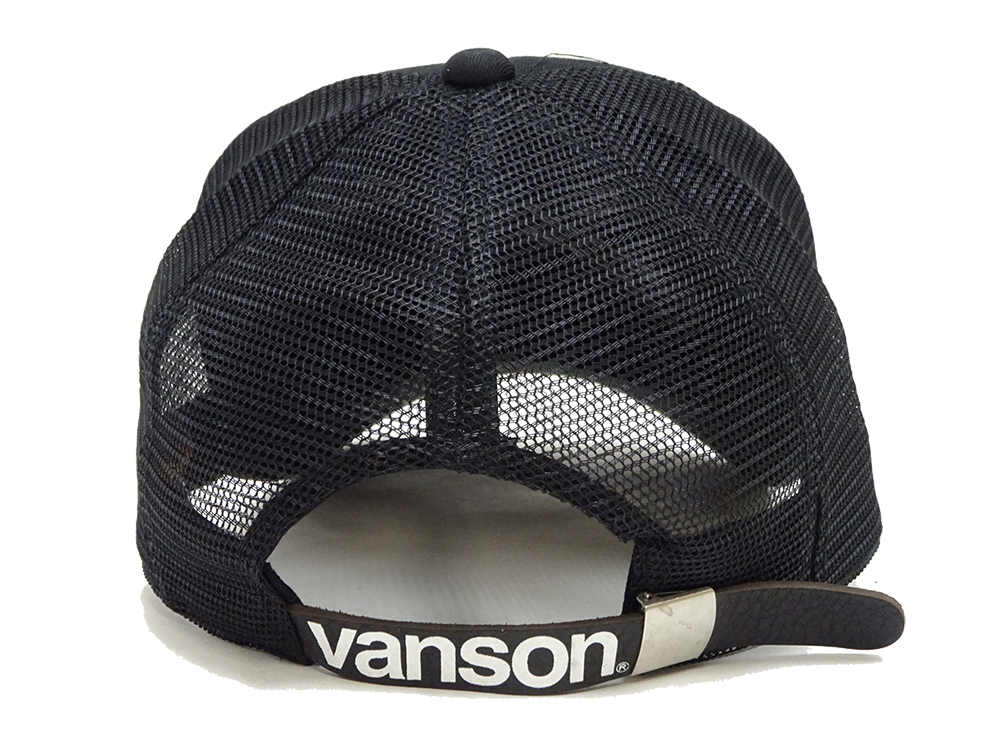 VANSON（バンソン） メッシュキャップ レザー叩き付け クロスボーン