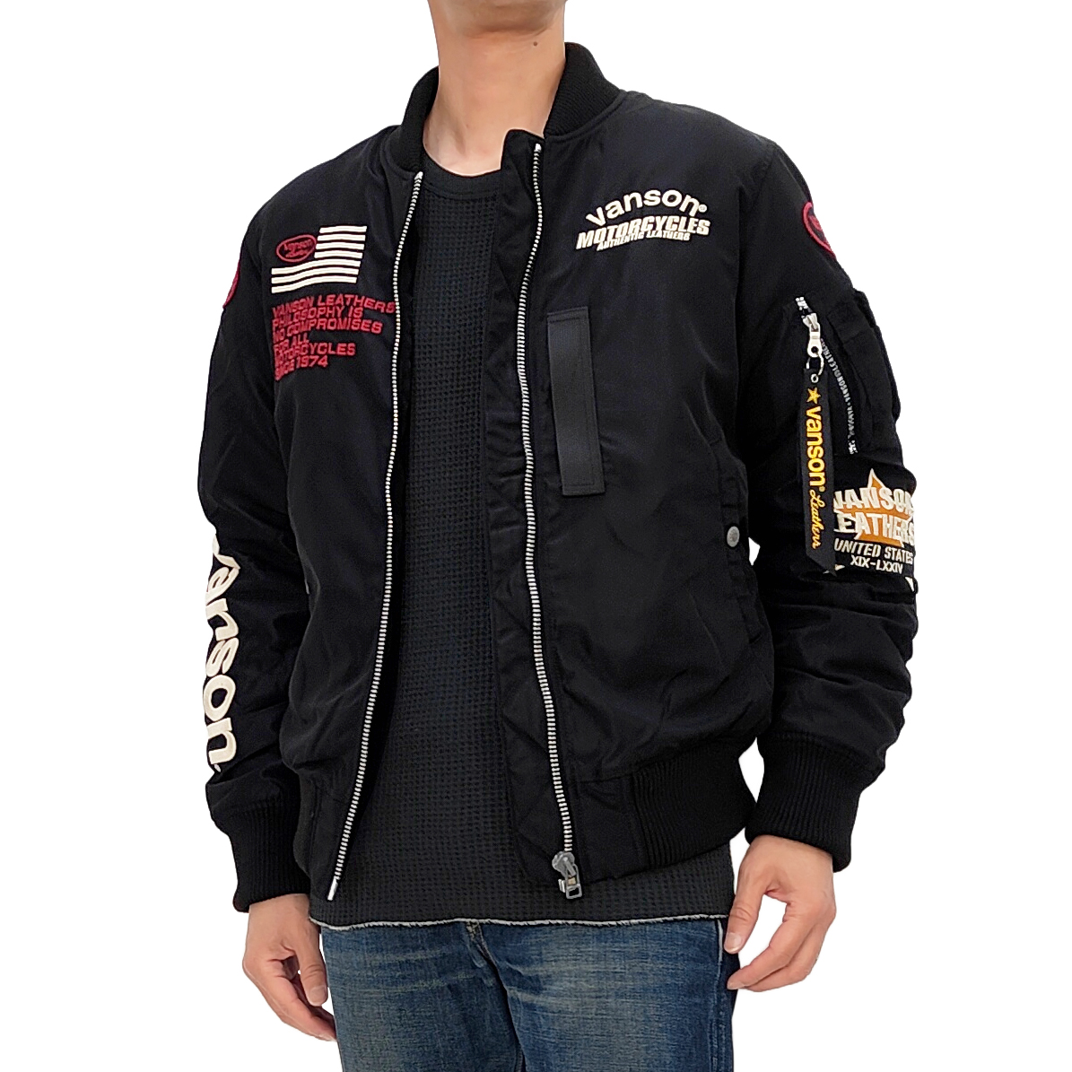 VANSON（バンソン） MA-1 フライトジャケット 着脱式フロントネック
