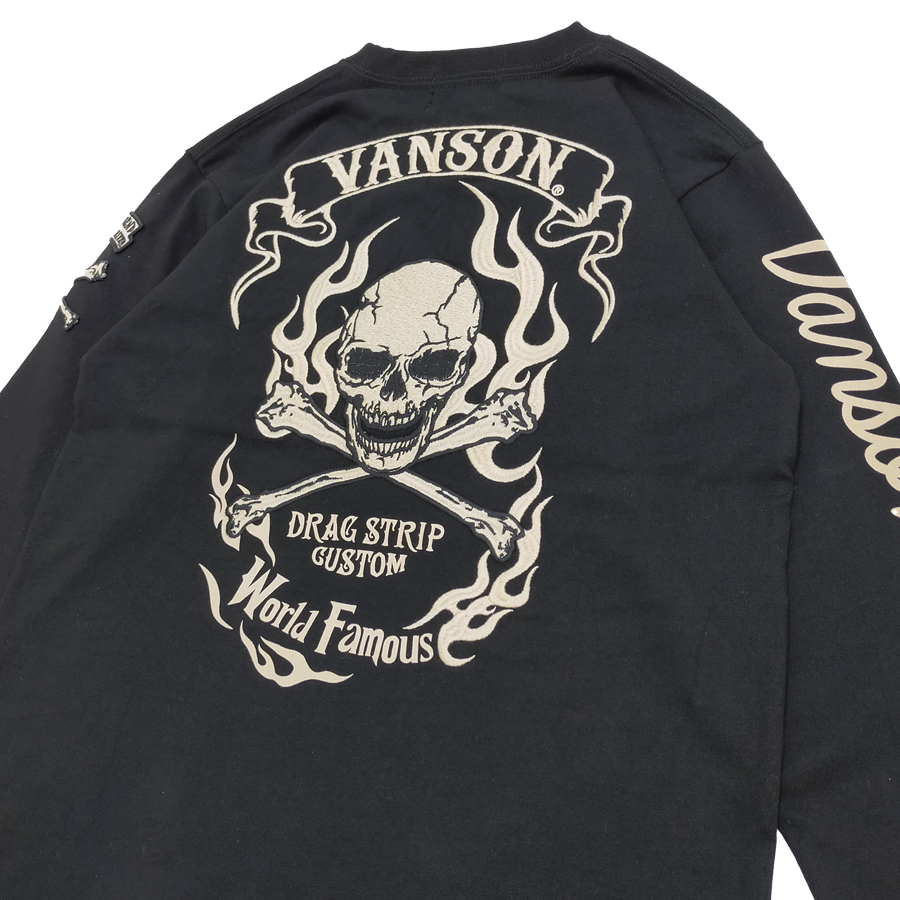 バンソン ロンT VANSON 長袖Tシャツ クロスボーンスカル 刺繍＆ワッペン NVLT-2303 黒 新品 : nvlt-2303-black :  服の福助商店 - 通販 - Yahoo!ショッピング