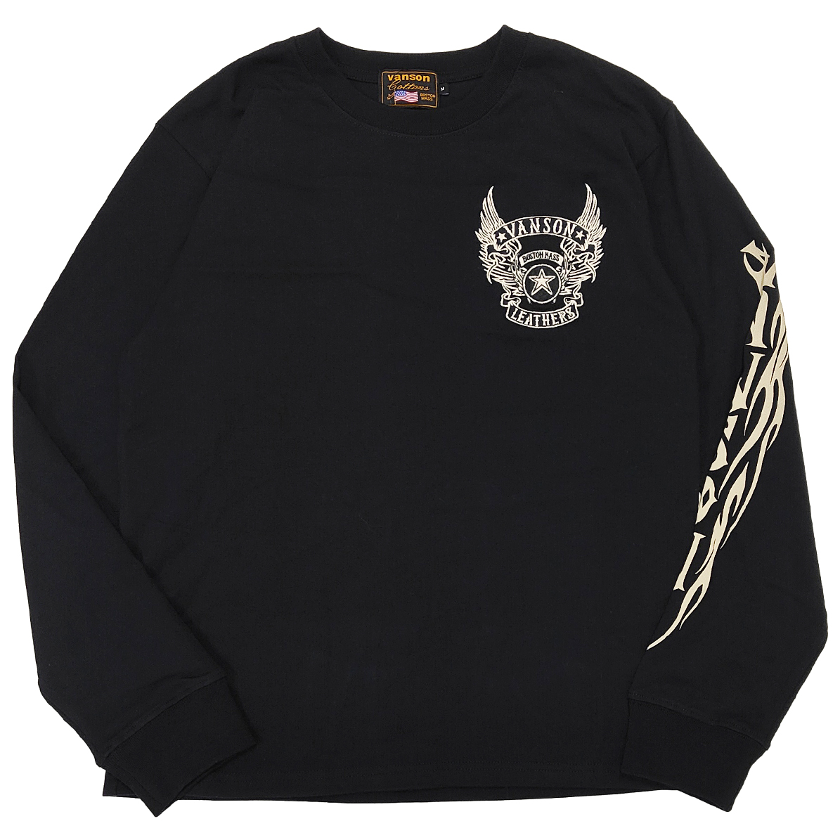 VANSON（バンソン） ロンT フライングスター 長袖Tシャツ 刺繍