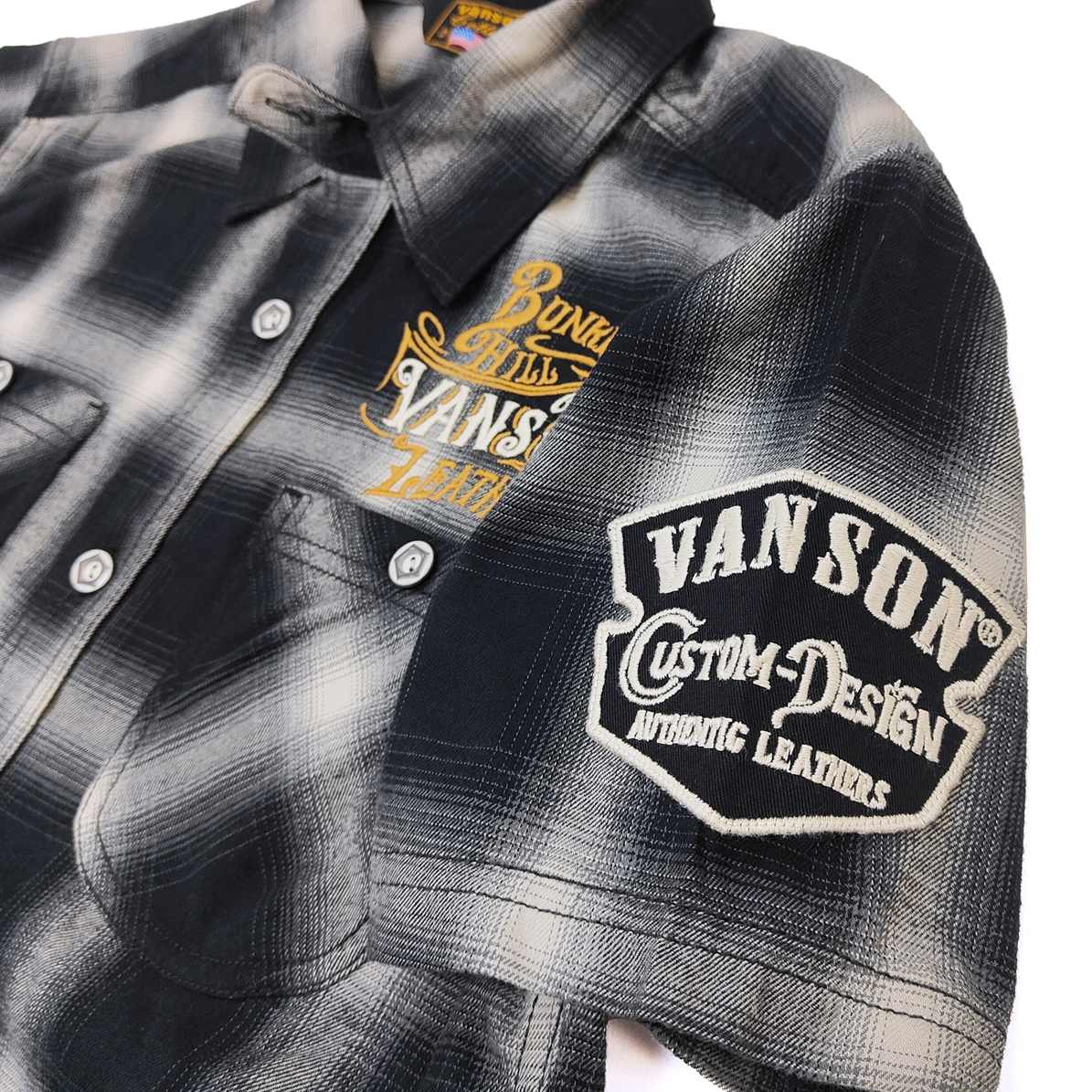 ＊VANSON レオパード 切替 刺繍 ワッペン 開襟 半袖シャツ XL improves（インプローブス） 半袖シャツ メンズ 総柄 ペイズリー