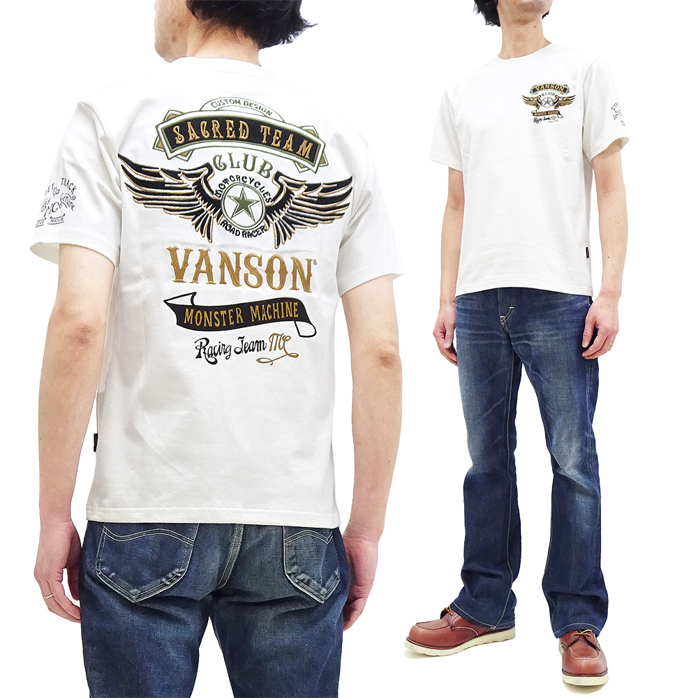 VANSON（バンソン） Tシャツ フライングスター 刺繍 半袖Tシャツ NVST