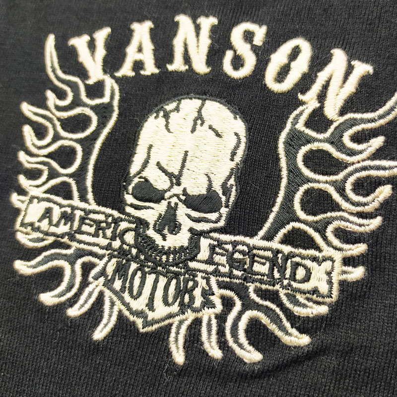VANSON（バンソン） Tシャツ スカル ファイアーパータン 刺繍