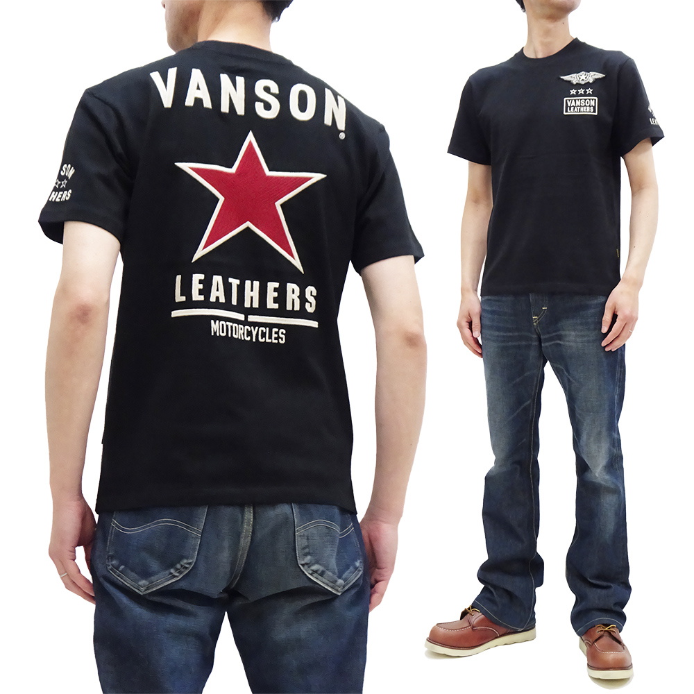 VANSON バンソン Tシャツ ワンスター 刺繍＆ワッペン 半袖T