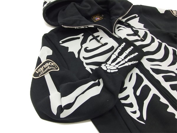 VANSON バンソン スカルボーン ジップスウェット パーカー NVSZ