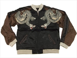 龍桜 スカジャン RKJ-009 龍虎波柄 メンズ スーベニアジャケット 新品