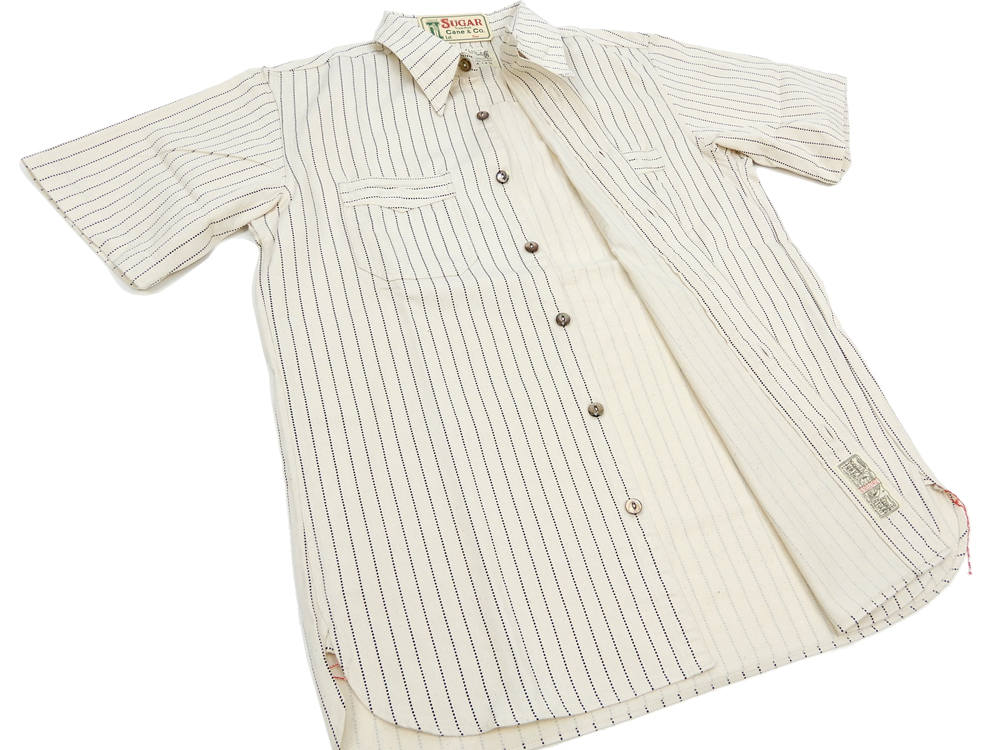 シュガーケーン/ホワイトウォバッシュストライプワークシャツ/SIZE 16 SUGAR CANE シュガーケーン ホワイトウォバッシュ ストライプ