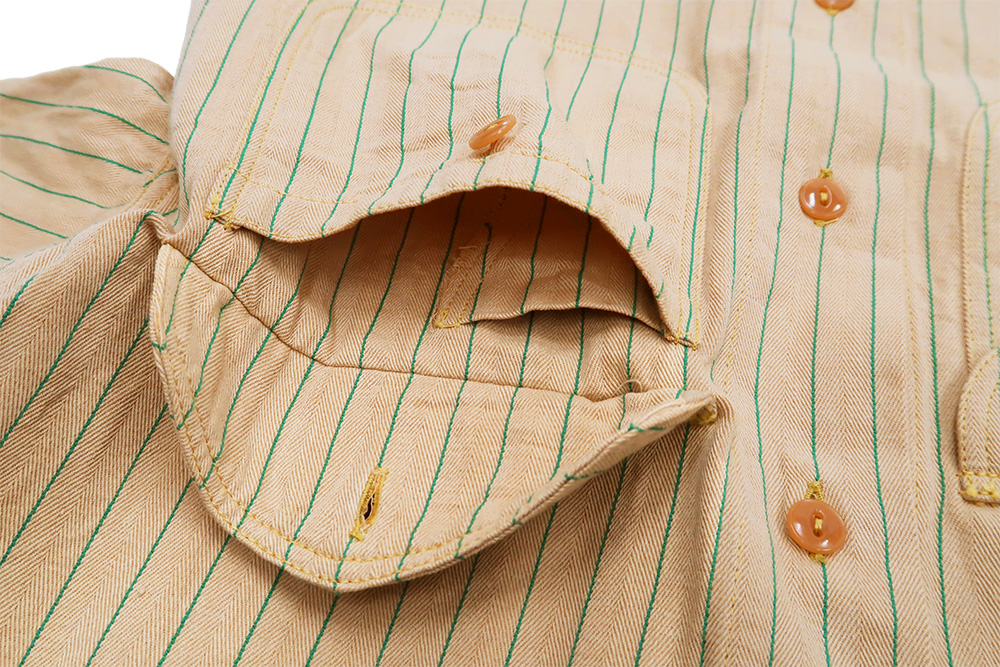 シュガーケーン コークストライプ ワークシャツ SUGAR CANE ヘリンボーンツイル 半袖 オープンシャツ SC38699 ベージュ 新品
