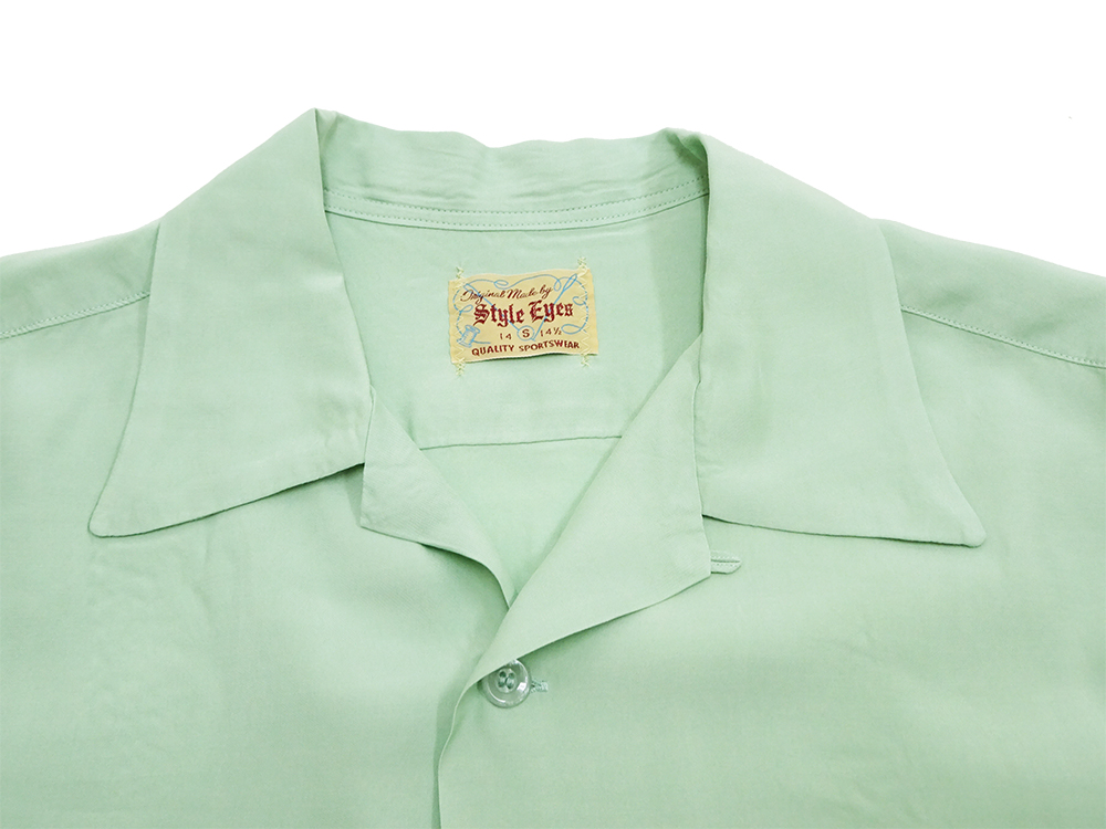スタイルアイズ ボウリングシャツ STYLE EYES レーヨン オープンシャツ PLAIN 半袖シャツ SE39055 ミント 新品