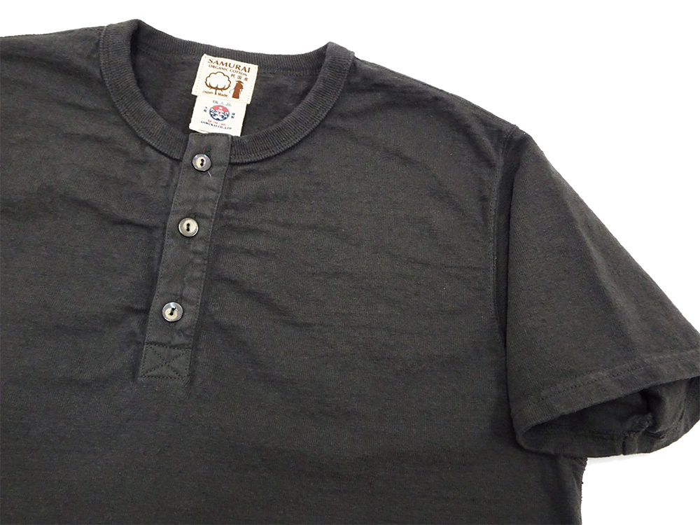 サムライジーンズ 和綿零天竺 ヘンリーネック 半袖Tシャツ