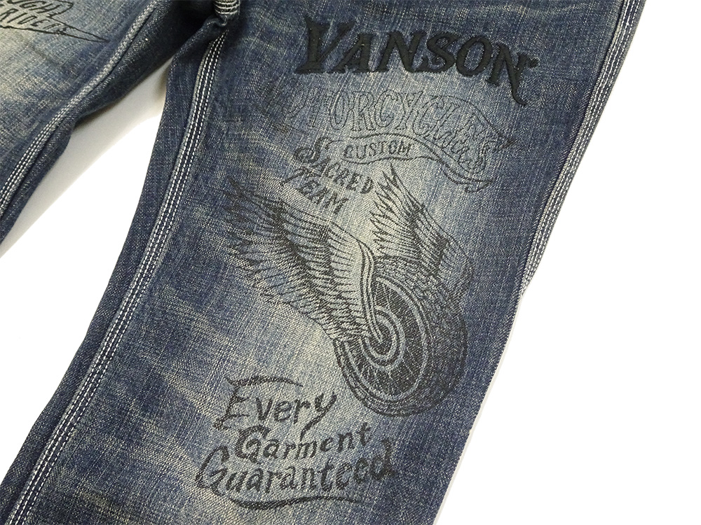 バンソン デニムパンツ VANSON フライングスター 刺繍 ロゴプリント