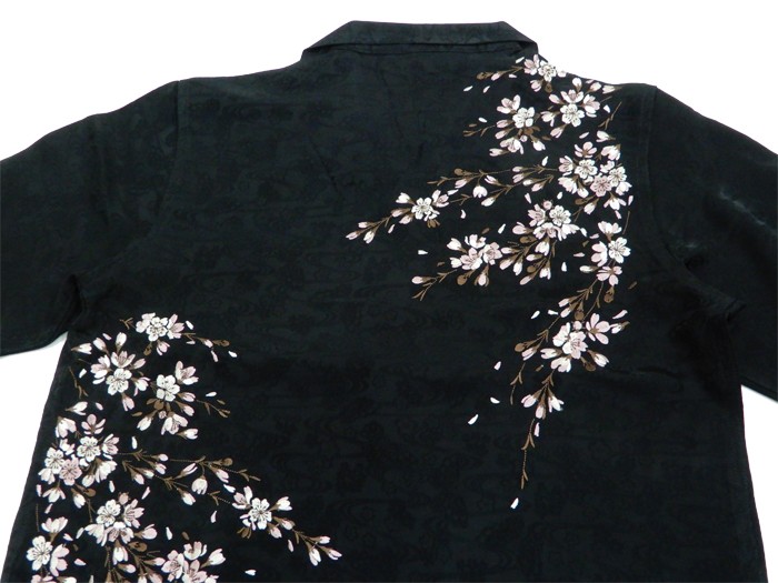 花旅楽団 ジャガードレーヨン オープンシャツ SS-001 桜刺繍 メンズ 和