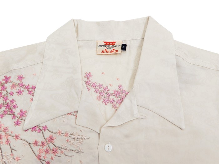 花旅楽団 ジャガードレーヨン オープンシャツ SS-002 桜と金魚刺繍
