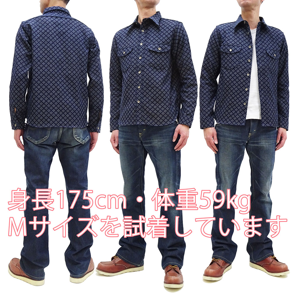 最新人気 ワークシャツ サムライジーンズ 藍染め Samurai 菱形刺し子 トップス