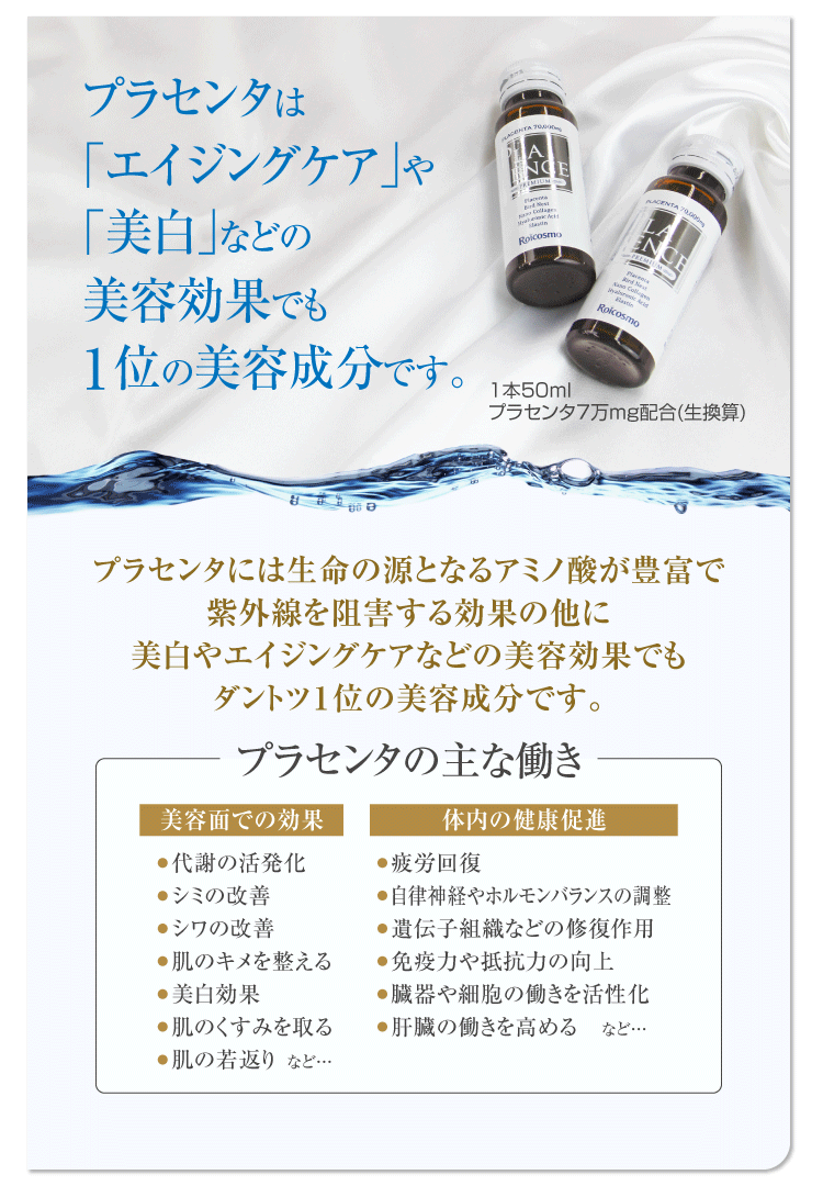 3箱 4％OFF】高濃度プラセンタドリンク プラセンタ7万mg配合だから日焼け・シミ予防に有効 体内から紫外線ケア 『プラセンス プレミアム（50ml） 10本入×3箱』 :pla-m-3:メーカー直販 株式会社ロアコスモ - 通販 - Yahoo!ショッピング