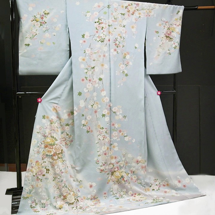 吉澤の友禅 訪問着 未仕立て 花尽くし訪問着 空色 藤色 入学式 卒業式