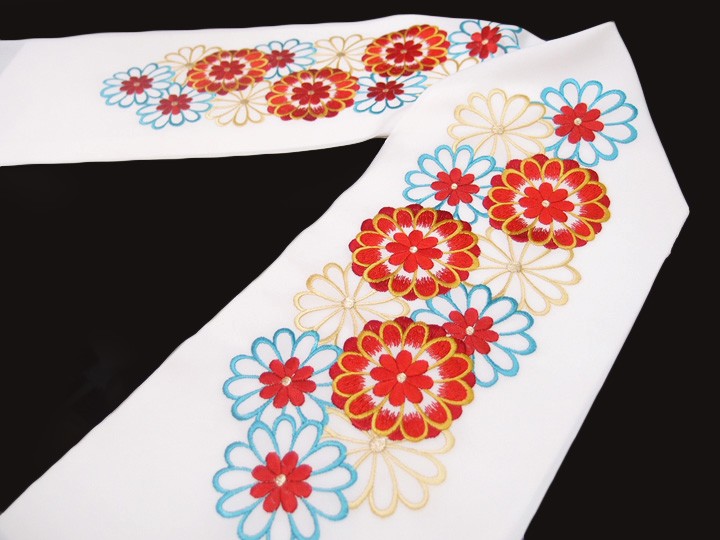 ✲豪華 刺繍 お振り袖 半衿 振袖 刺繍 乙女菊 花 フォーマル 成人式 03501720 No.1