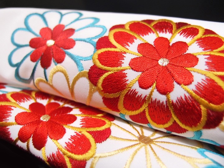 ✲豪華 刺繍 お振り袖 半衿 振袖 刺繍 乙女菊 花 フォーマル 成人式 03501720 No.1