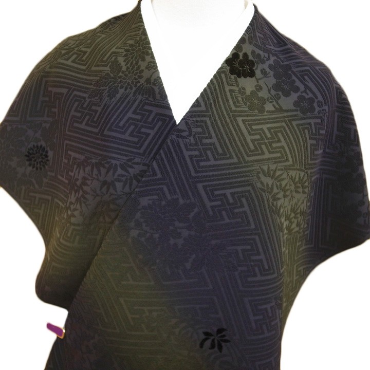 本輪奈ビロードコート コート 正絹 未仕立て 伊と幸 四君子文様暈し 本