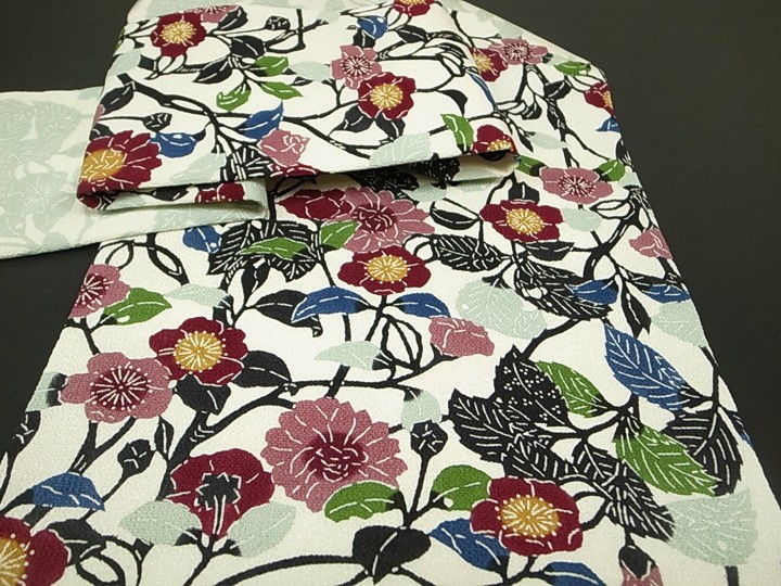 名古屋帯 和染紅型 栗山吉三郎 花 染帯 新品 仕立て上がり 正絹 オフ