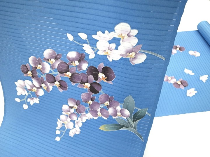 名古屋帯 夏 十日町友禅 秀美 夏塩瀬 染帯 胡蝶蘭 正絹 新品 未